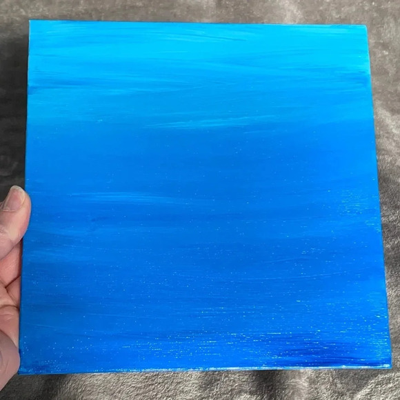 “Blues II” Original art on an 8” x 8” canvas board in various shades of blue - Picture 7 of 7